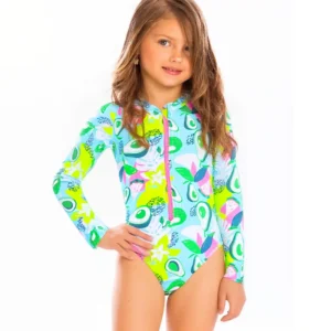 Vestido de Baño Entero Niña Manga Larga con Cremallera