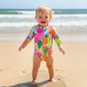Vestido de Baño Entero Bebe Niña Manga Larga con Cremallera - Tutifrutti