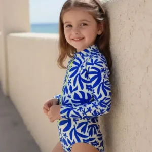 Vestido de Baño Entero Niña Manga Larga con Cremallera - Tesoro Marino